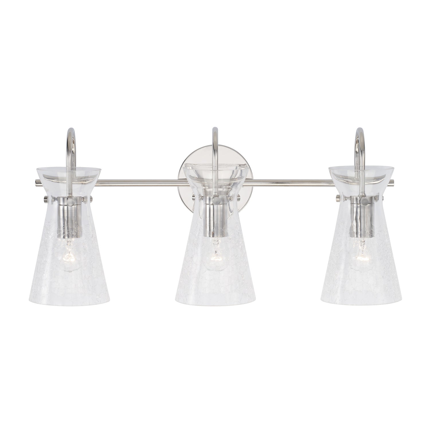 Mila 3-Light Bathroom Vanity Light with Clear Crackle Glass Shade