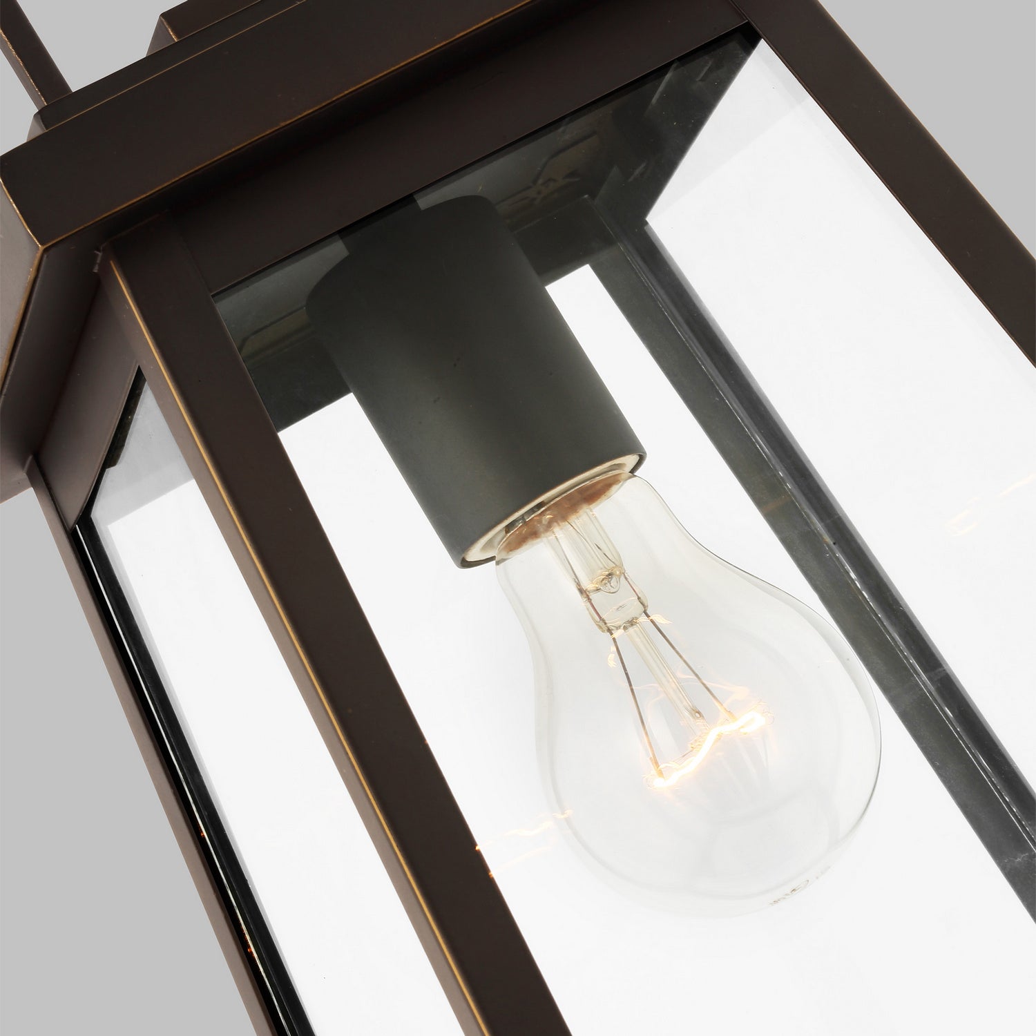 Founders 1-Light Outdoor Hanging Lantern with Clear Glass Shade, Black