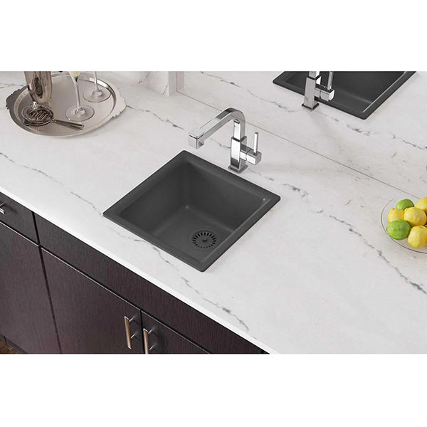 Quartz Classic 15-3/4 in Single Bowl Dual Mount Bar Sink Kit