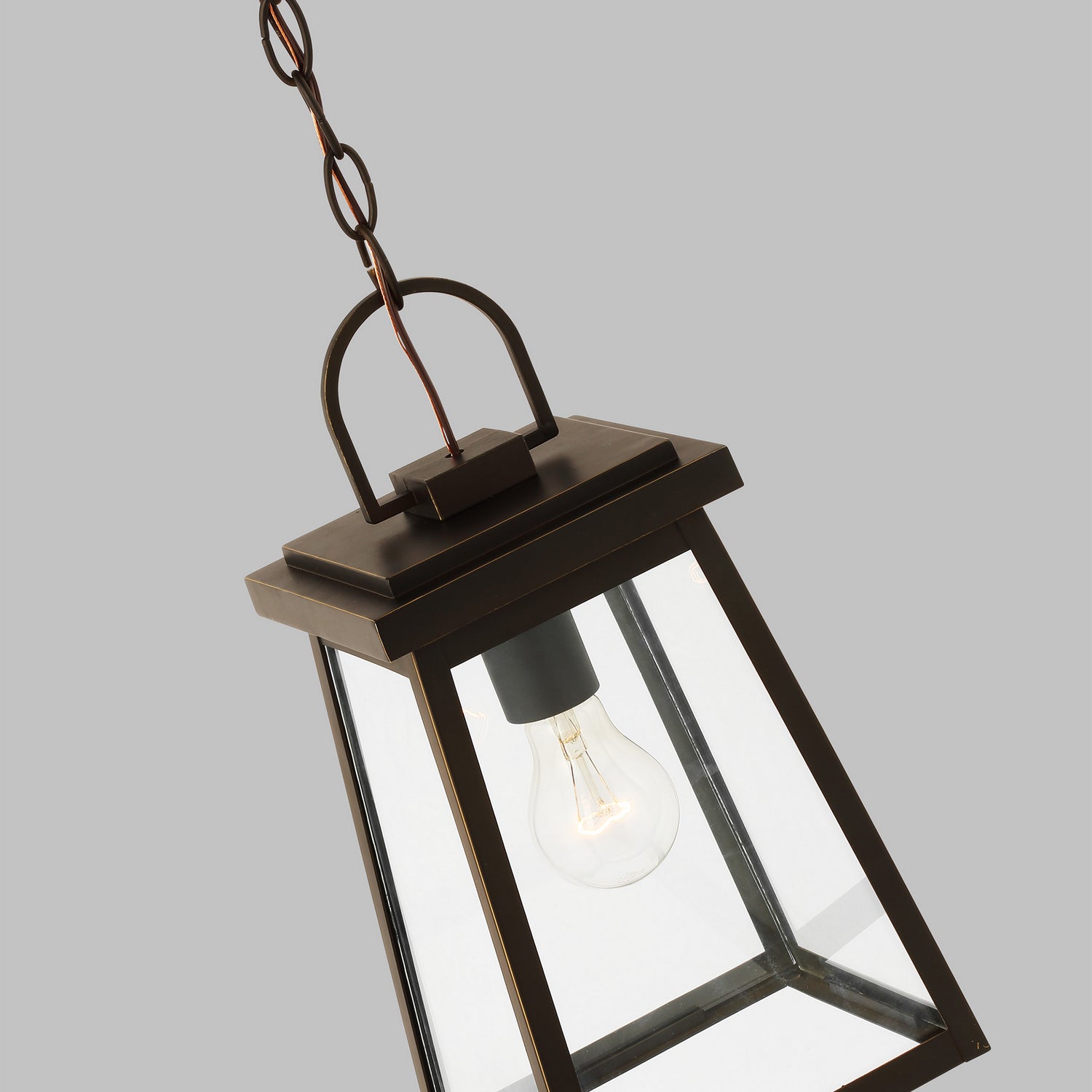 Founders 1-Light Outdoor Hanging Lantern with Clear Glass Shade, Black