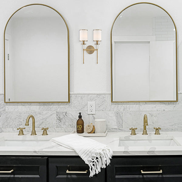 Hatfield 2-Light Wall Sconce with White Fabric Shade