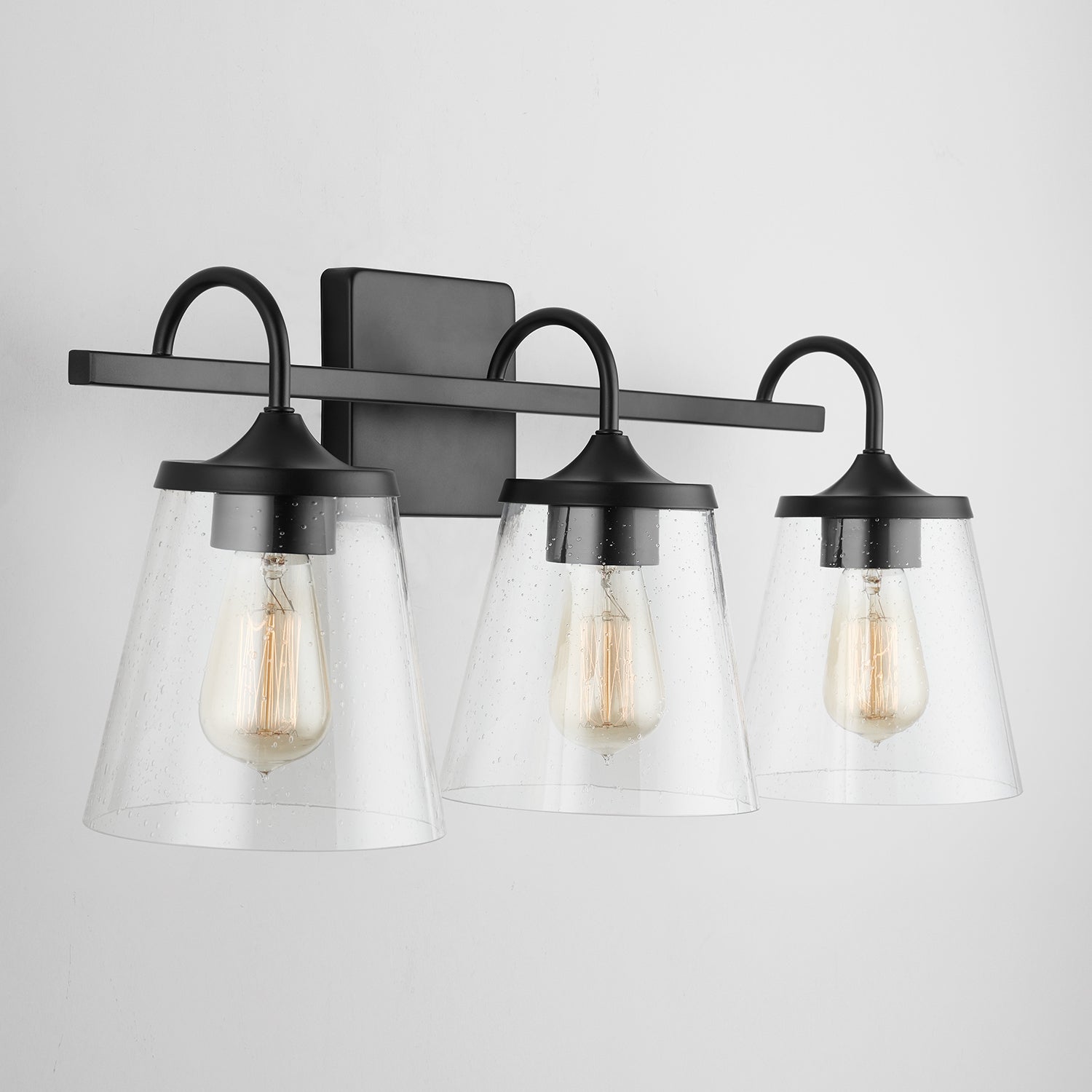 Jayne 3-Light 24-1/4 in Bathroom Vanity Light with Clear Seedy Glass Shade