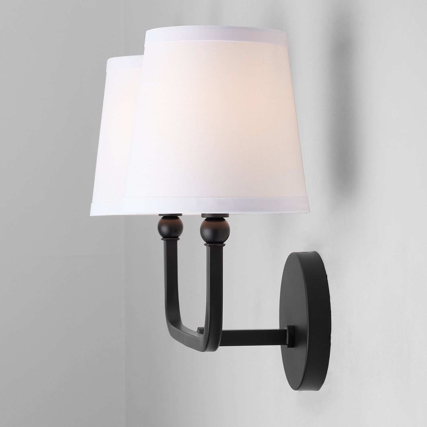 Dawson 2-Light 16 in Bathroom Vanity Light with White Fabric Shade
