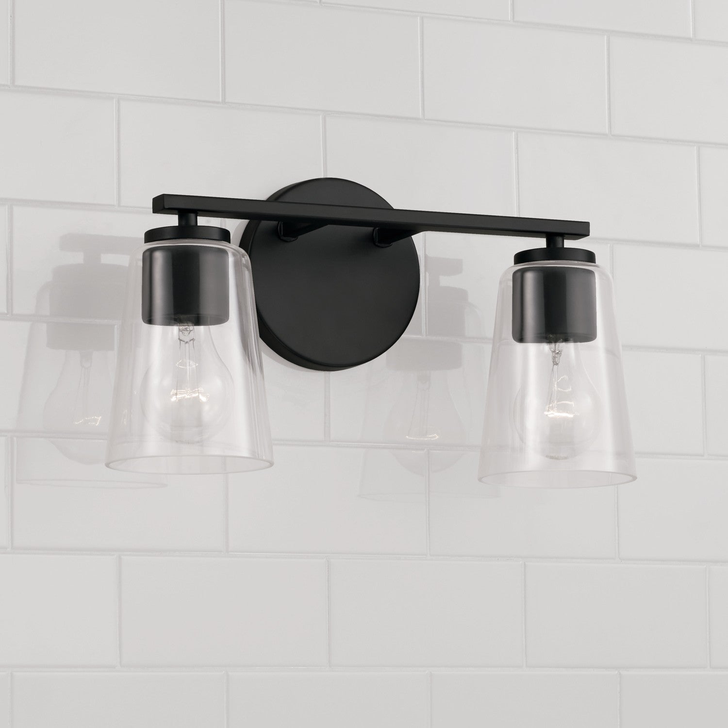 Portman 2-Light 14-1/2 in Bathroom Vanity Light with Clear Glass Shade