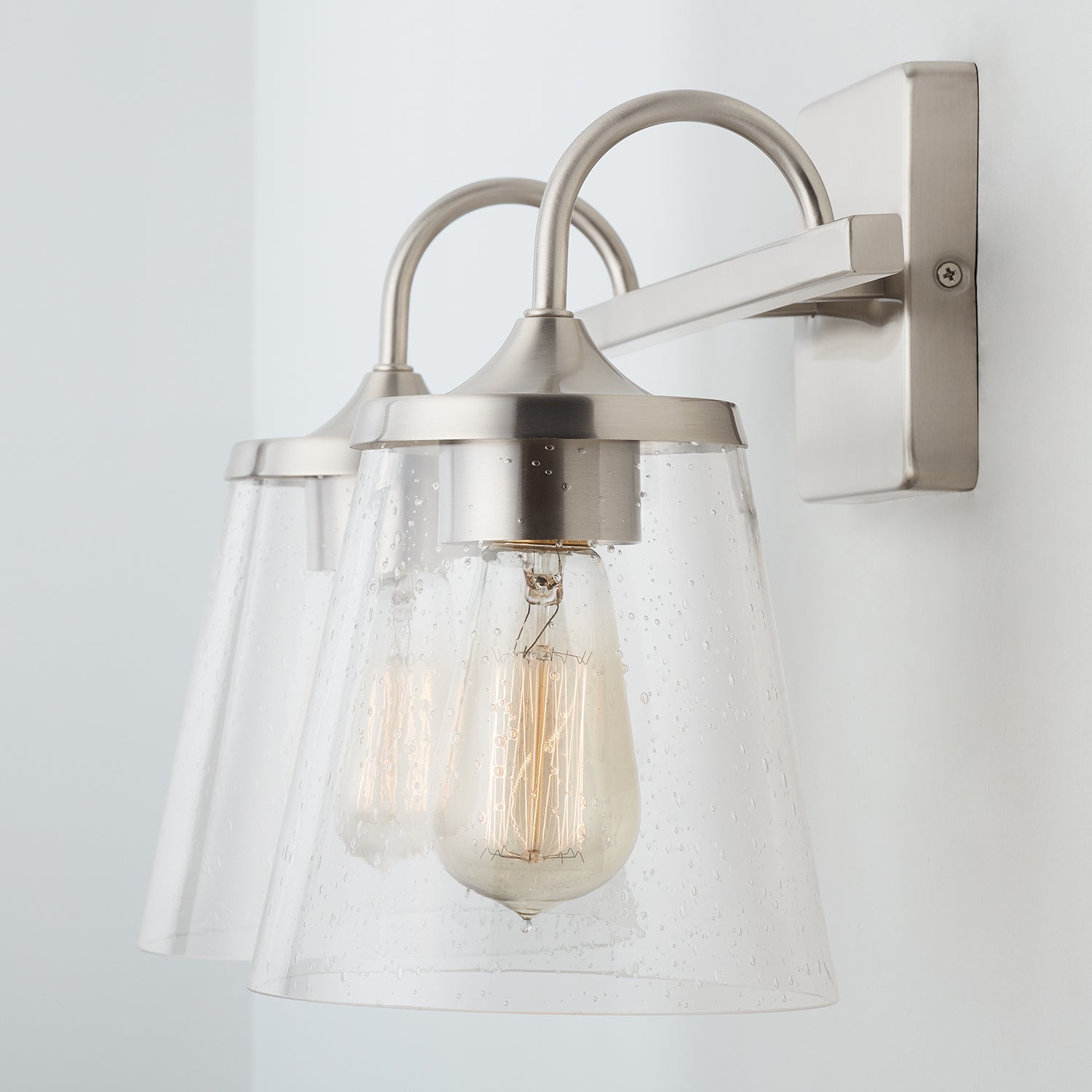 Jayne 2-Light 15-1/4 in Bathroom Vanity Light with Clear Seedy Glass Shades