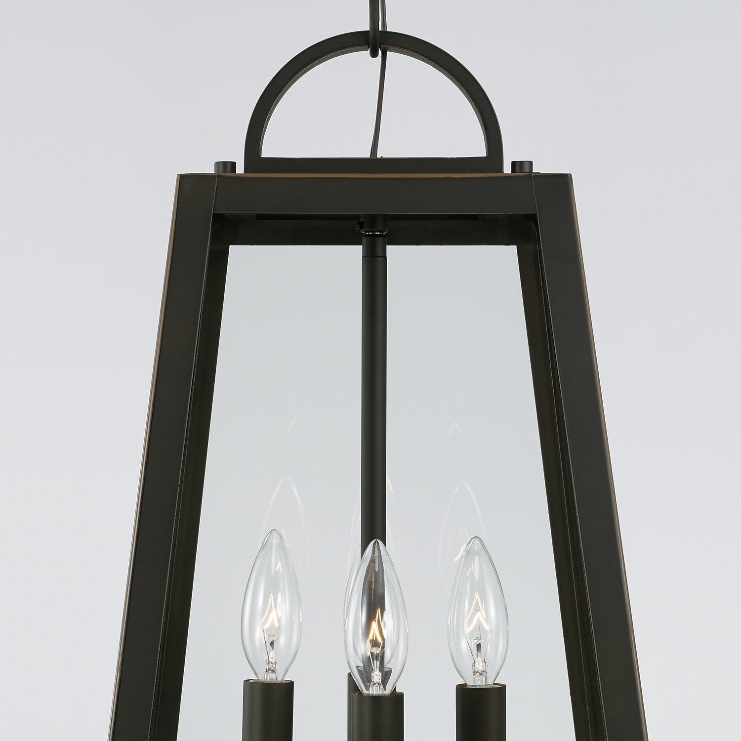 Leighton 4-Light Outdoor Hanging Lantern with Clear Glass Shade, Black