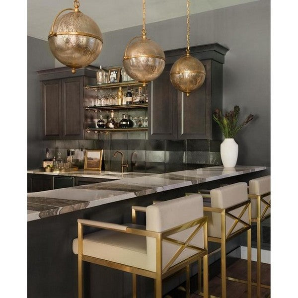 Bayridge 18 in Large Pendant with Round Mercury Glass Shade
