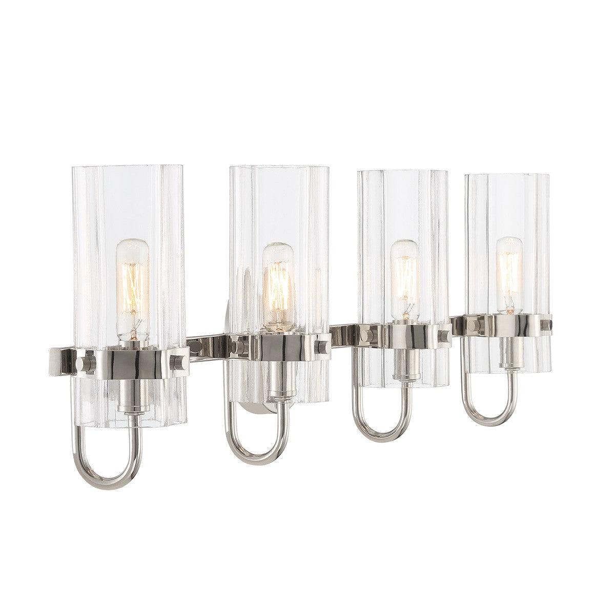 Brook 4-Light Bathroom Vanity Light with Clear Textured Glass Shades