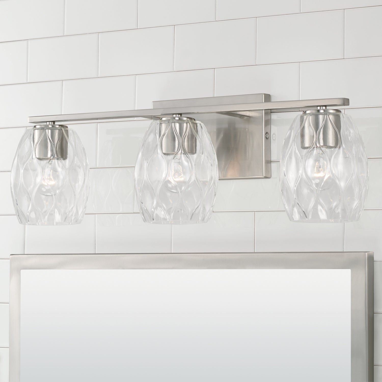 Lucas 3-Light Bathroom Vanity Light with Clear Textured Glass Shade
