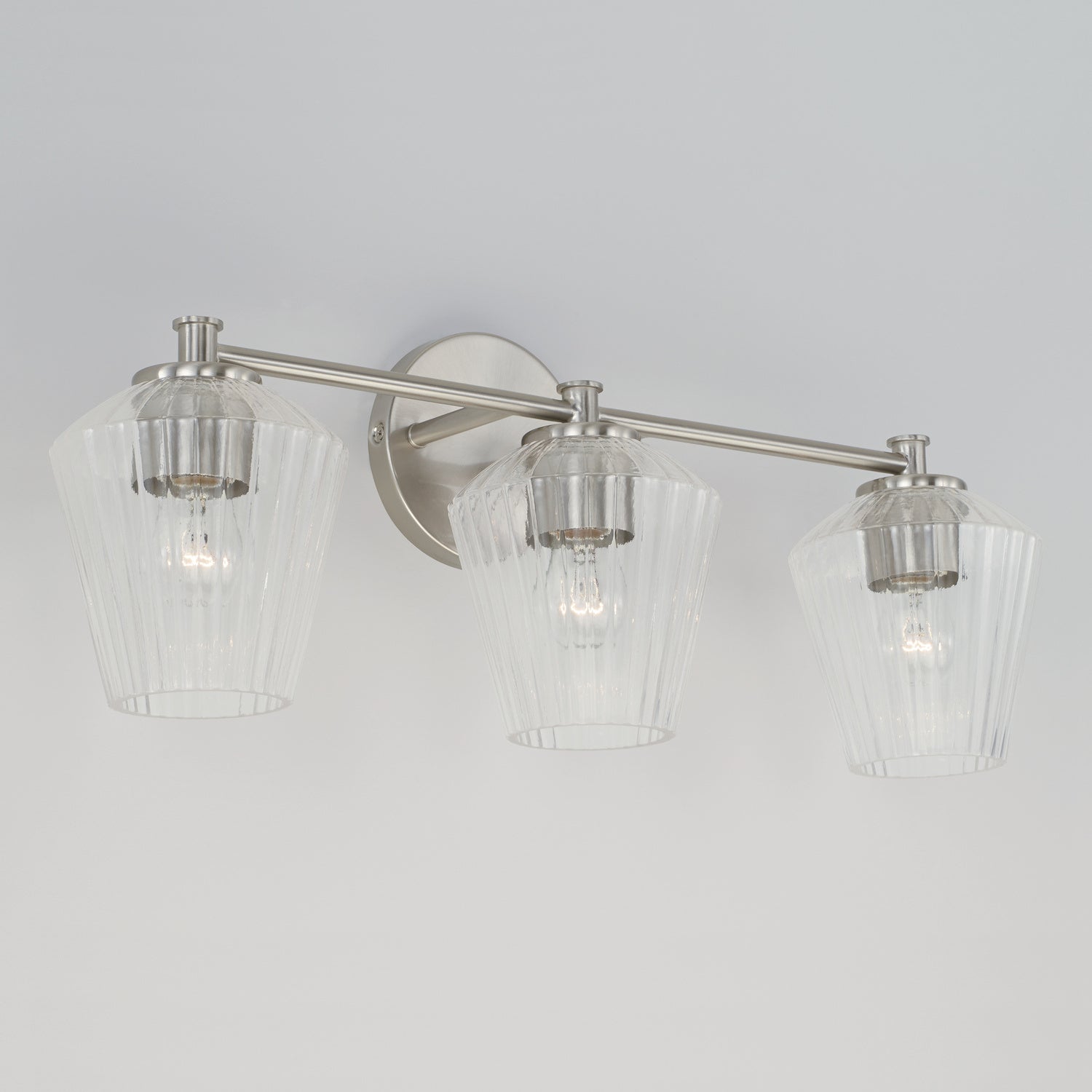 Beau 3-Light 24 in Bathroom Vanity Light with Clear Fluted Glass Shade