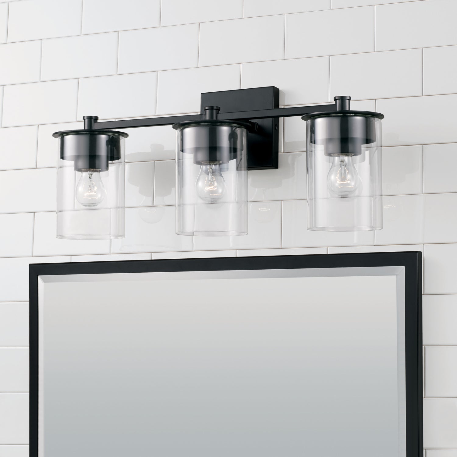 Mason 3-Light Bathroom Vanity Light with Clear Glass Shade