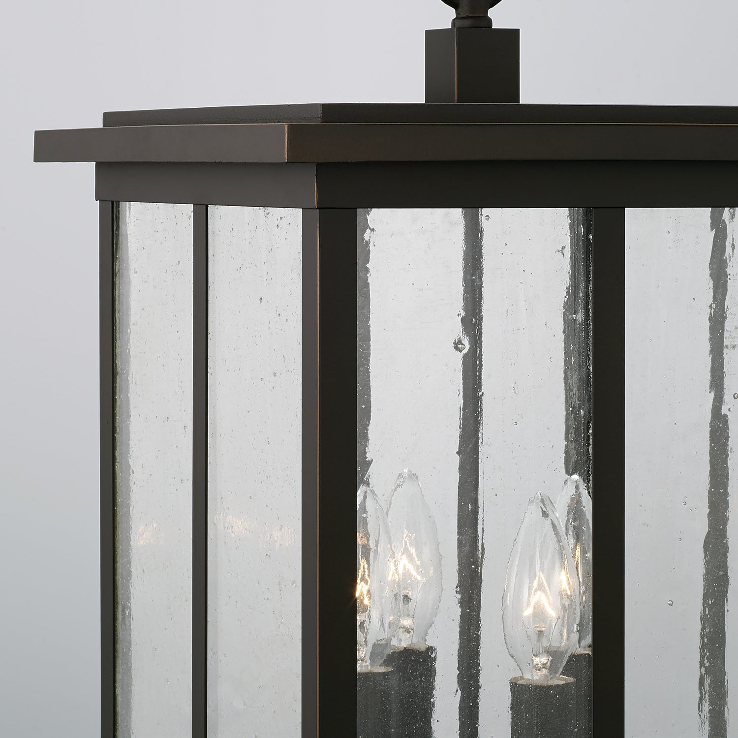 Barrett 4-Light Outdoor Pendant with Clear Textured Glass Shade, Black