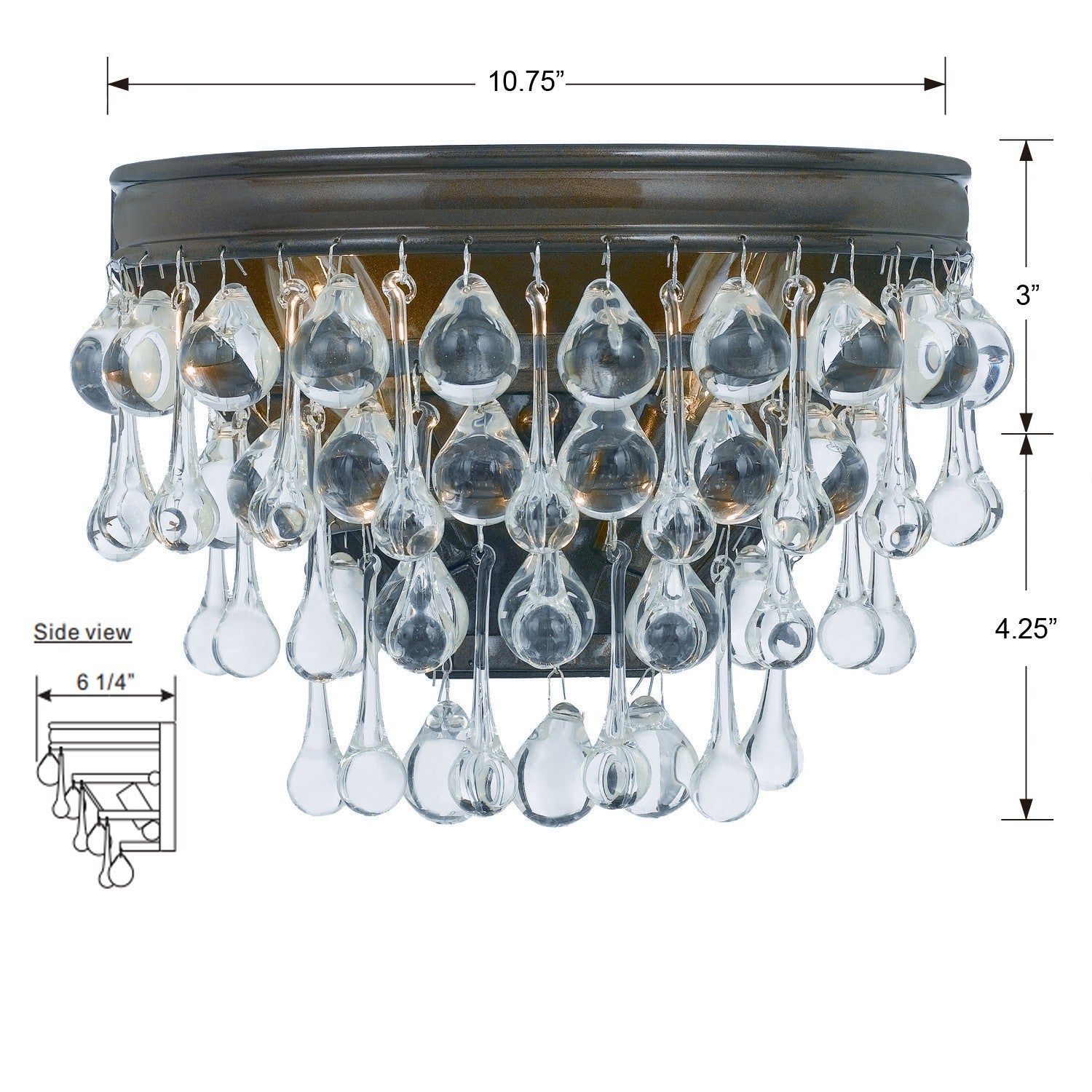 Calypso Flush Mount Light with Clear Crystal Drops
