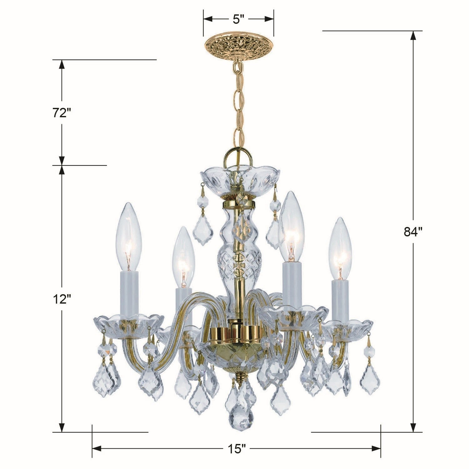 Crystal 4-Light 15 in Chandelier