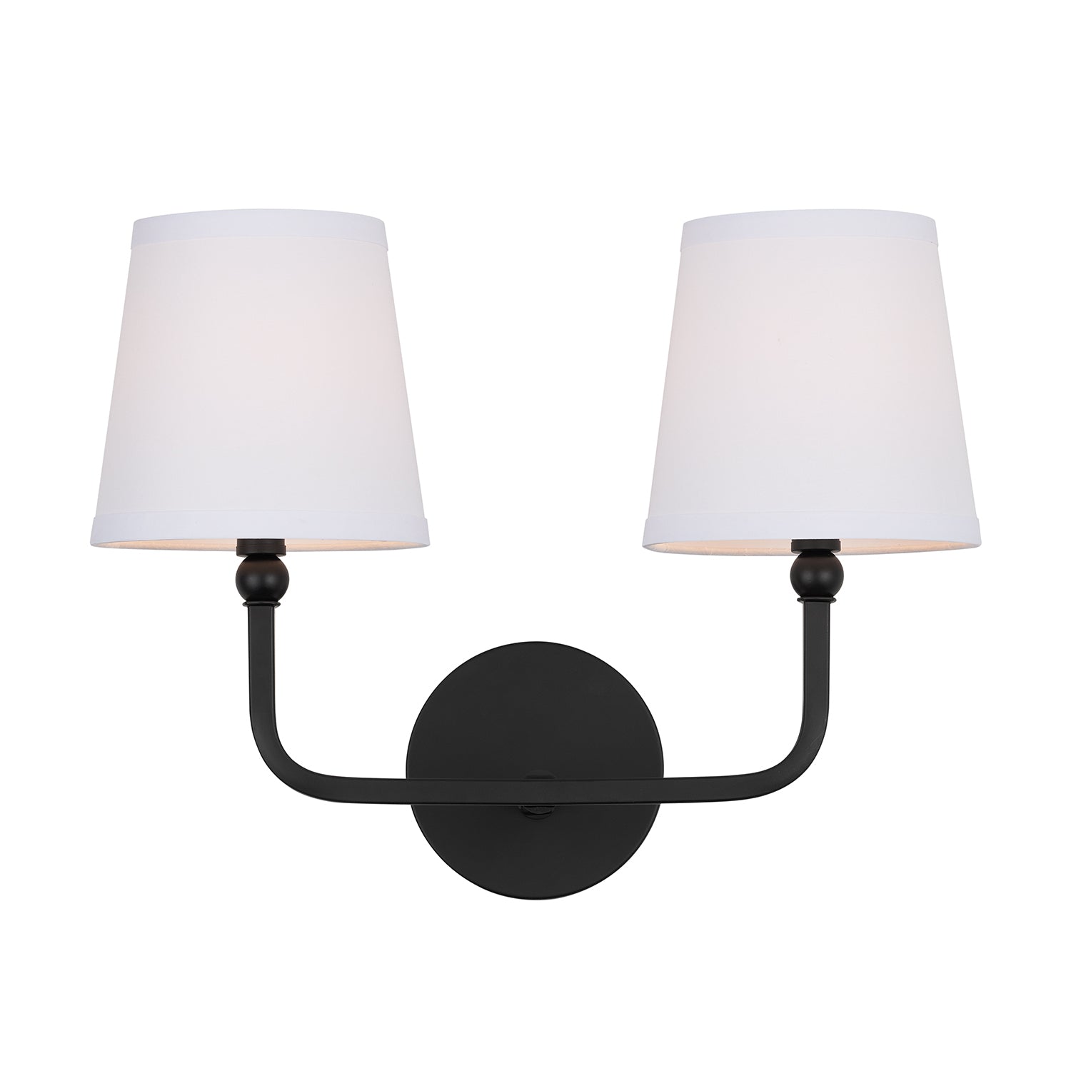 Dawson 2-Light 16 in Bathroom Vanity Light with White Fabric Shade