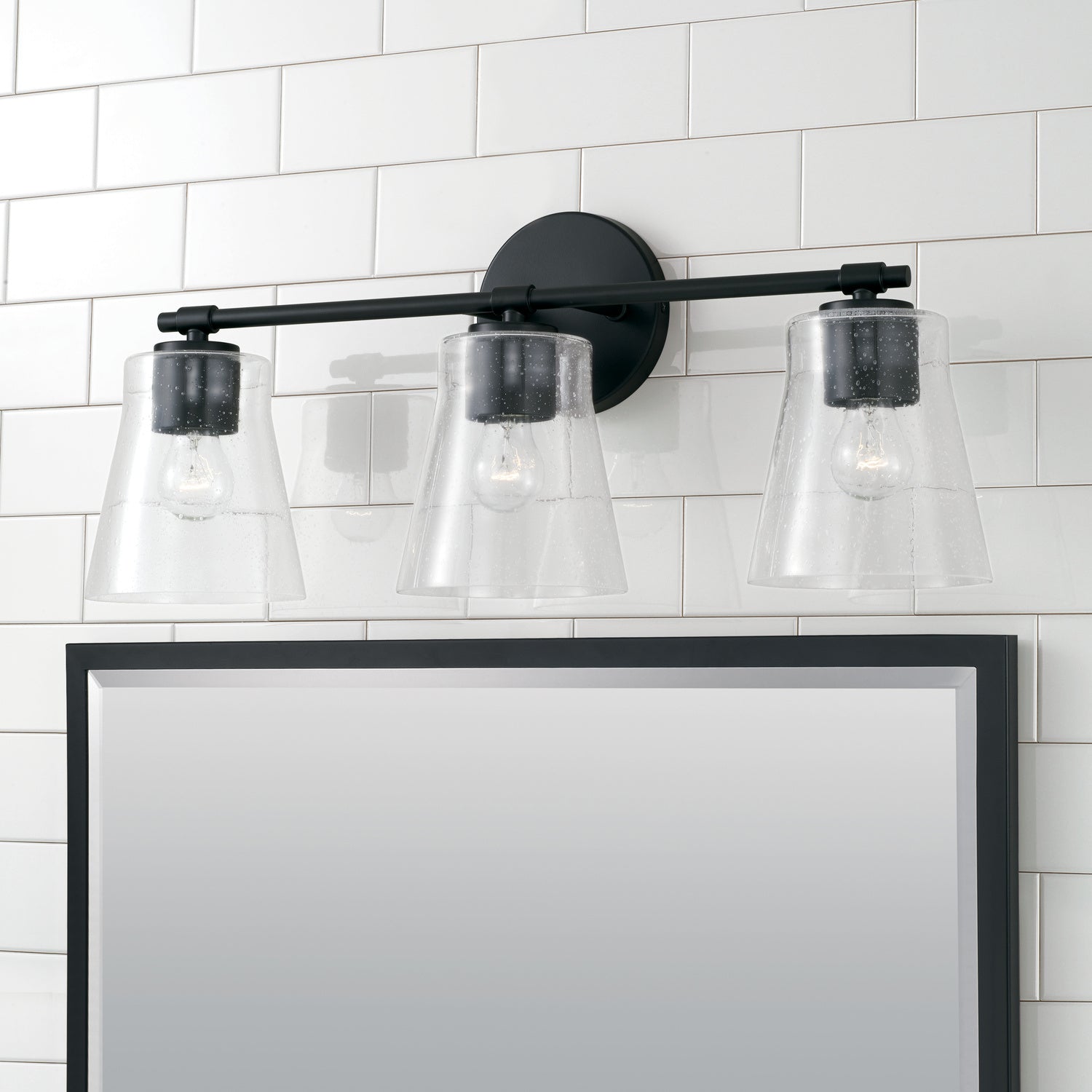 Baker 3-Light Bathroom Vanity Light with Clear Seedy Glass Shade