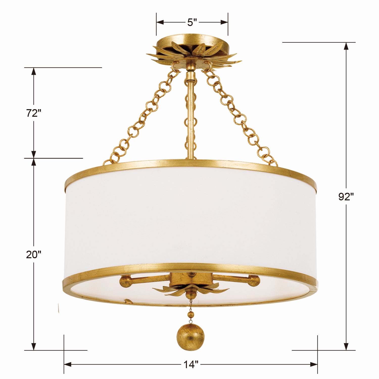 Broche 3-Light Semi-Flush Mount Ceiling Light