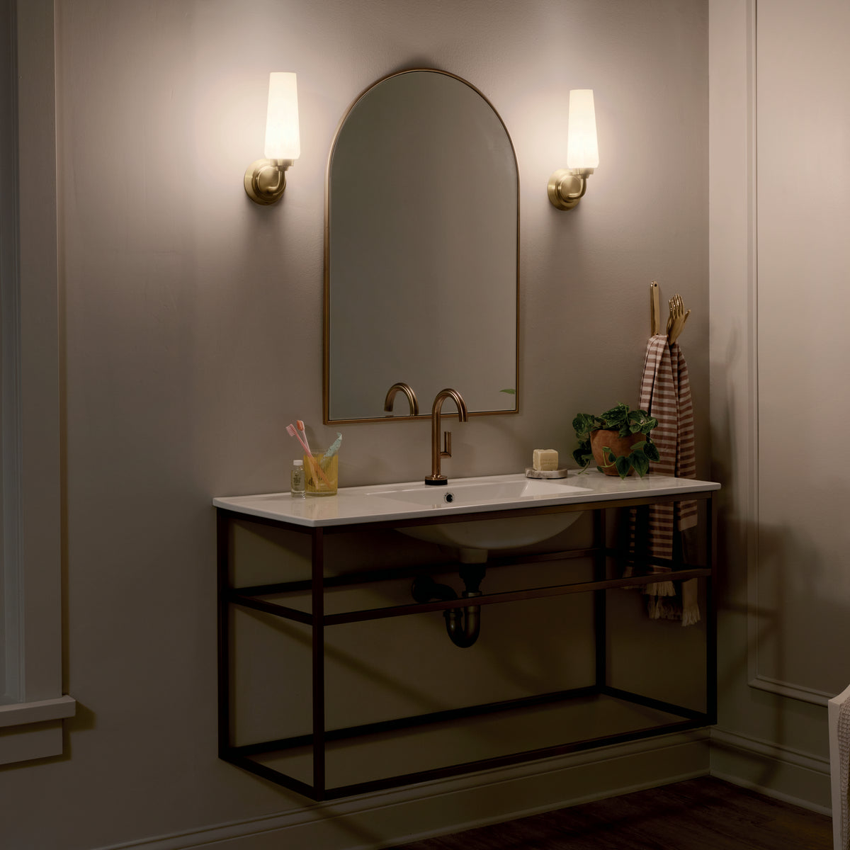 Truby 1-Light with Satin Etched Cased Opal Glass Wall Sconce