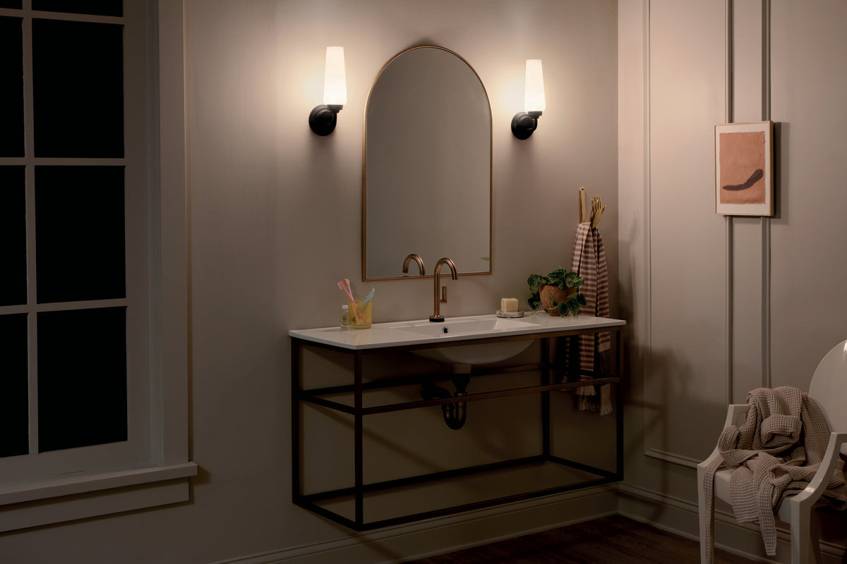 Truby 1-Light with Satin Etched Cased Opal Glass Wall Sconce
