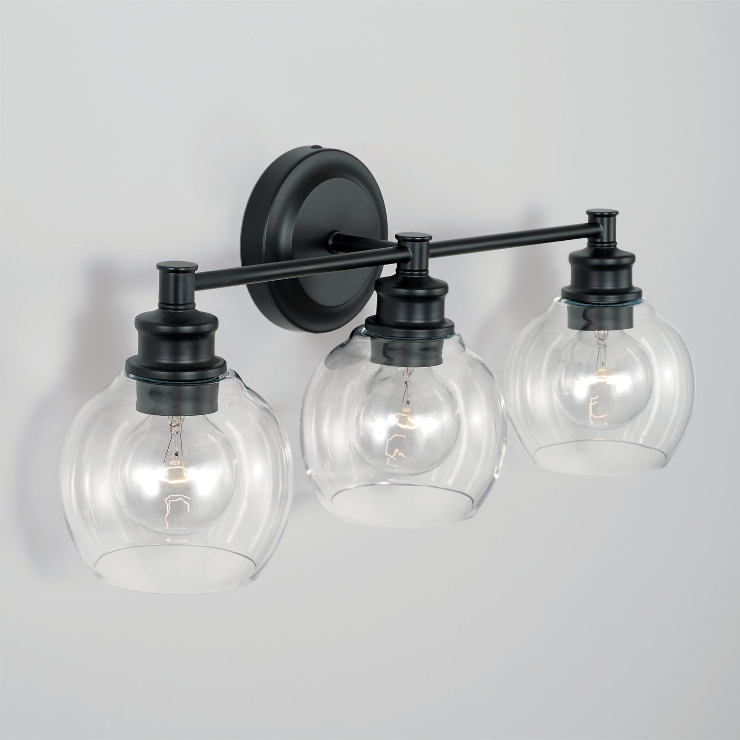 Mid Century 3-Light 23-1/2 in Bathroom Vanity Light with Clear Glass Shade