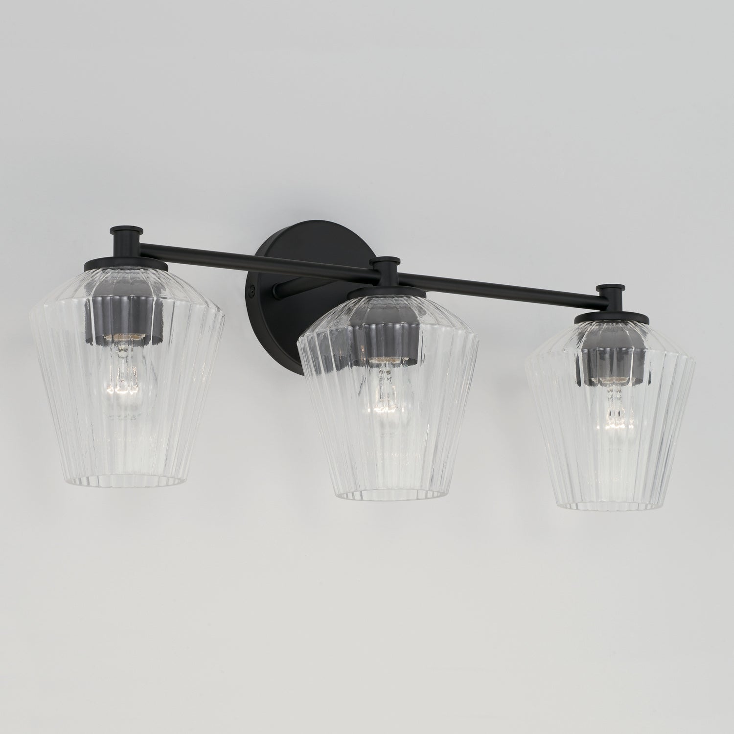 Beau 3-Light 24 in Bathroom Vanity Light with Clear Fluted Glass Shade