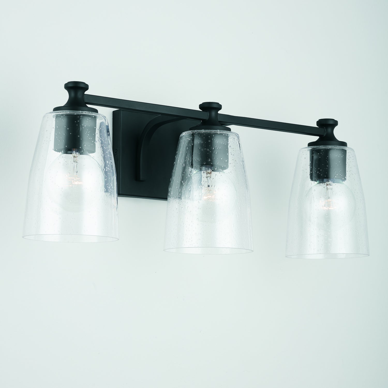 Myles 3-Light 23 in Bathroom Vanity Light with Clear Seedy Glass Shades