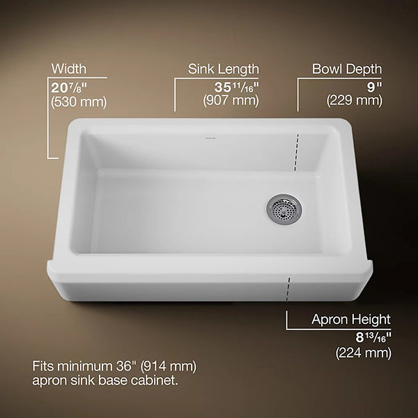 Riverby 35-3/4 in Undermount Single Bowl Farmhouse Workstation Kitchen Sink