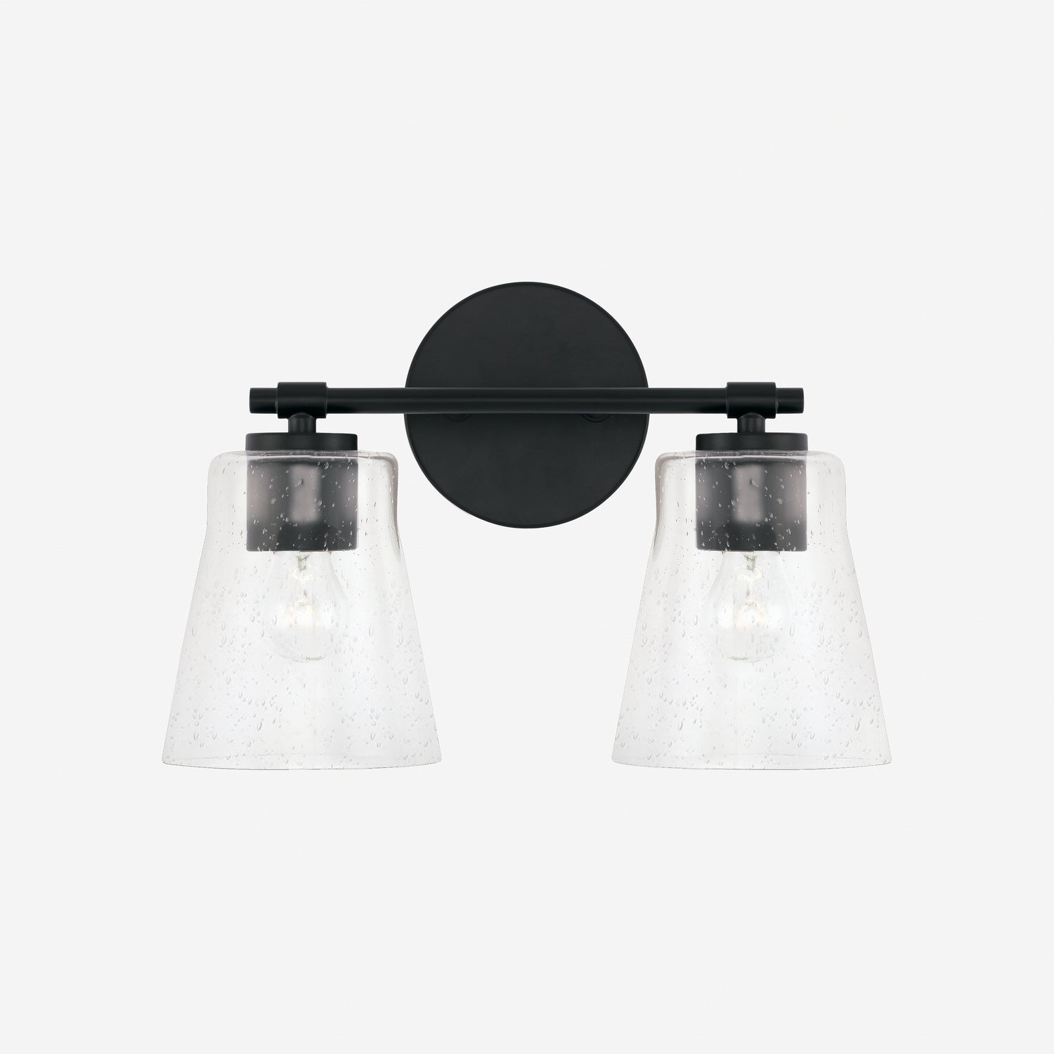 Baker 2-Light Bathroom Vanity Light with Clear Seedy Glass Shade