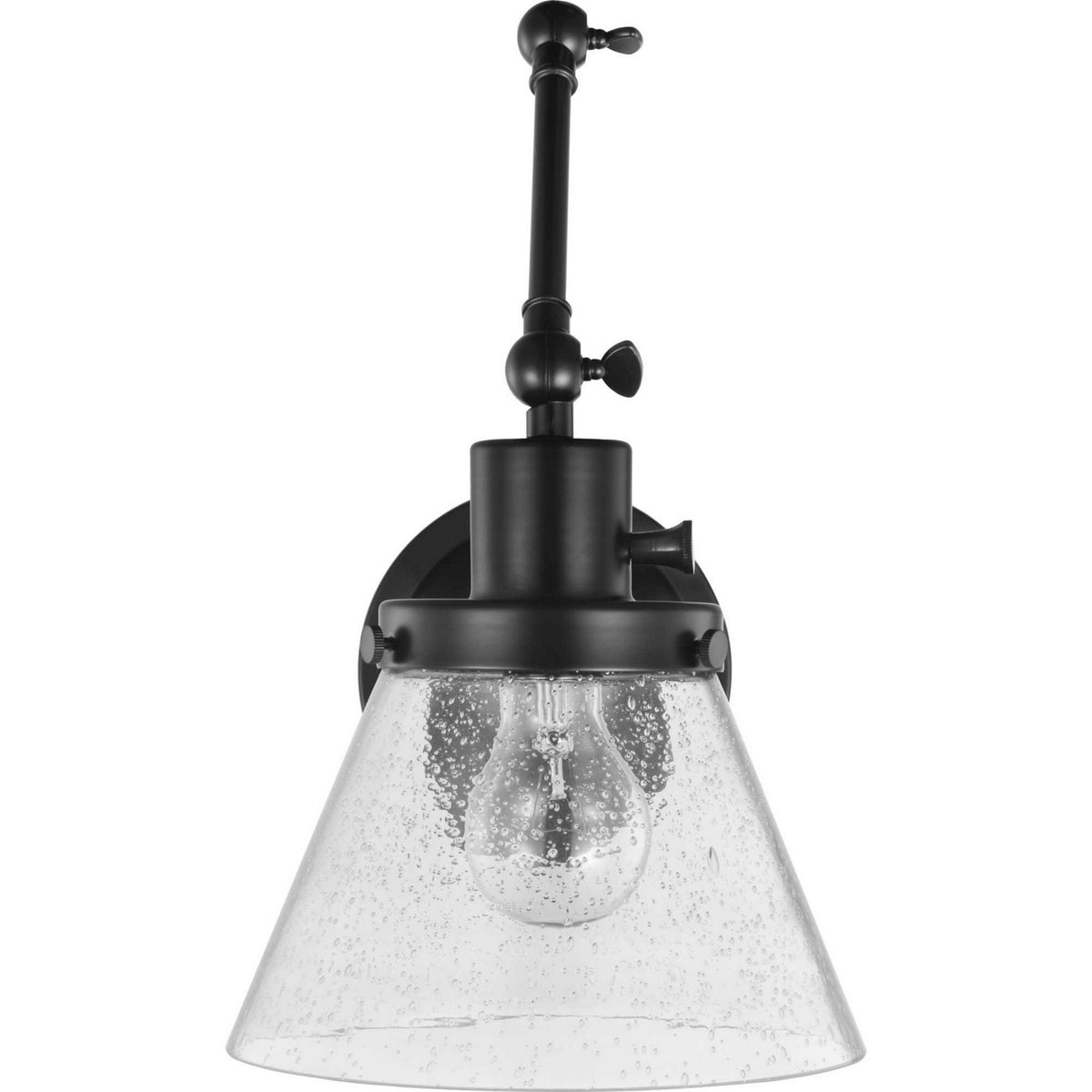 Hinton 1-Light 14 in Swing Arm Wall Light with Clear Seedy Glass Shade