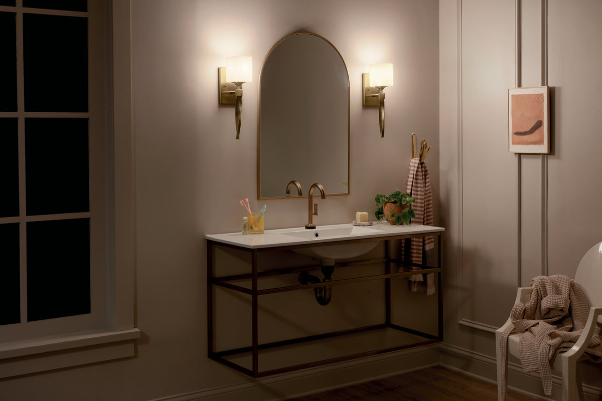 Marette 1-Light with Satin Etched Cased Opal Glass Wall Sconce