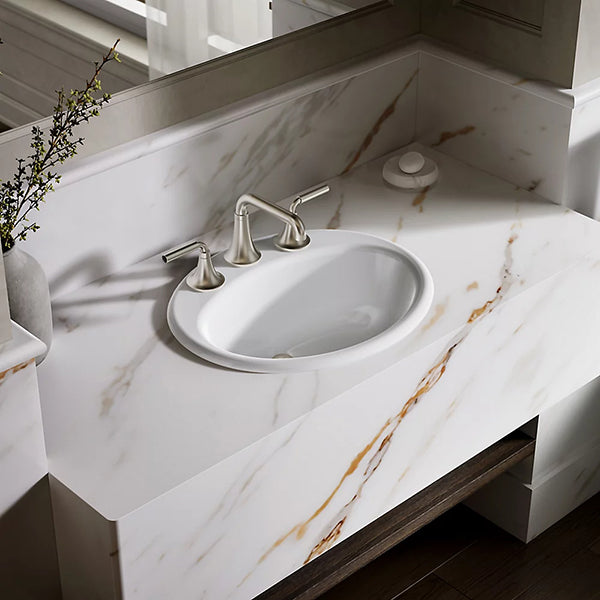 Farmington 19-1/4 in 8 in Widespread Oval Drop-In Bathroom Sink