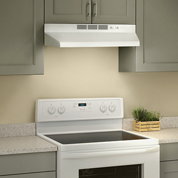 30 in Range Hood, Under Cabinet Mount, 2-Speed Fan, Light, Aluminum Mesh Filter, 160 CFM, 6.5 Sones, Ducted