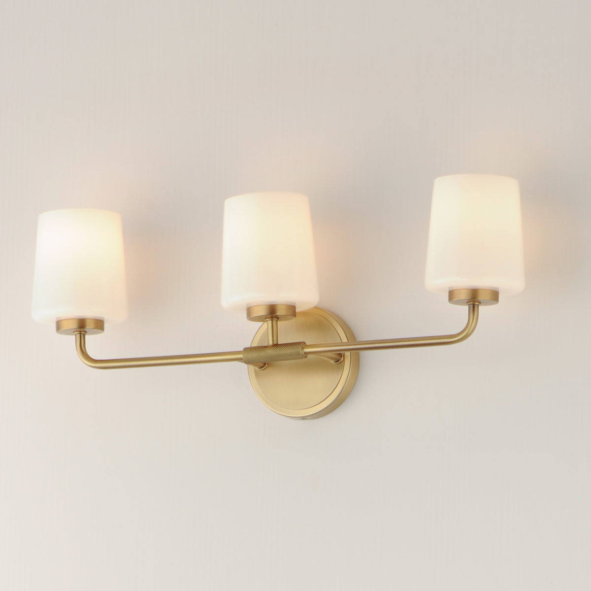 Durham 3-Light Bathroom Vanity Light with White Glass Shade